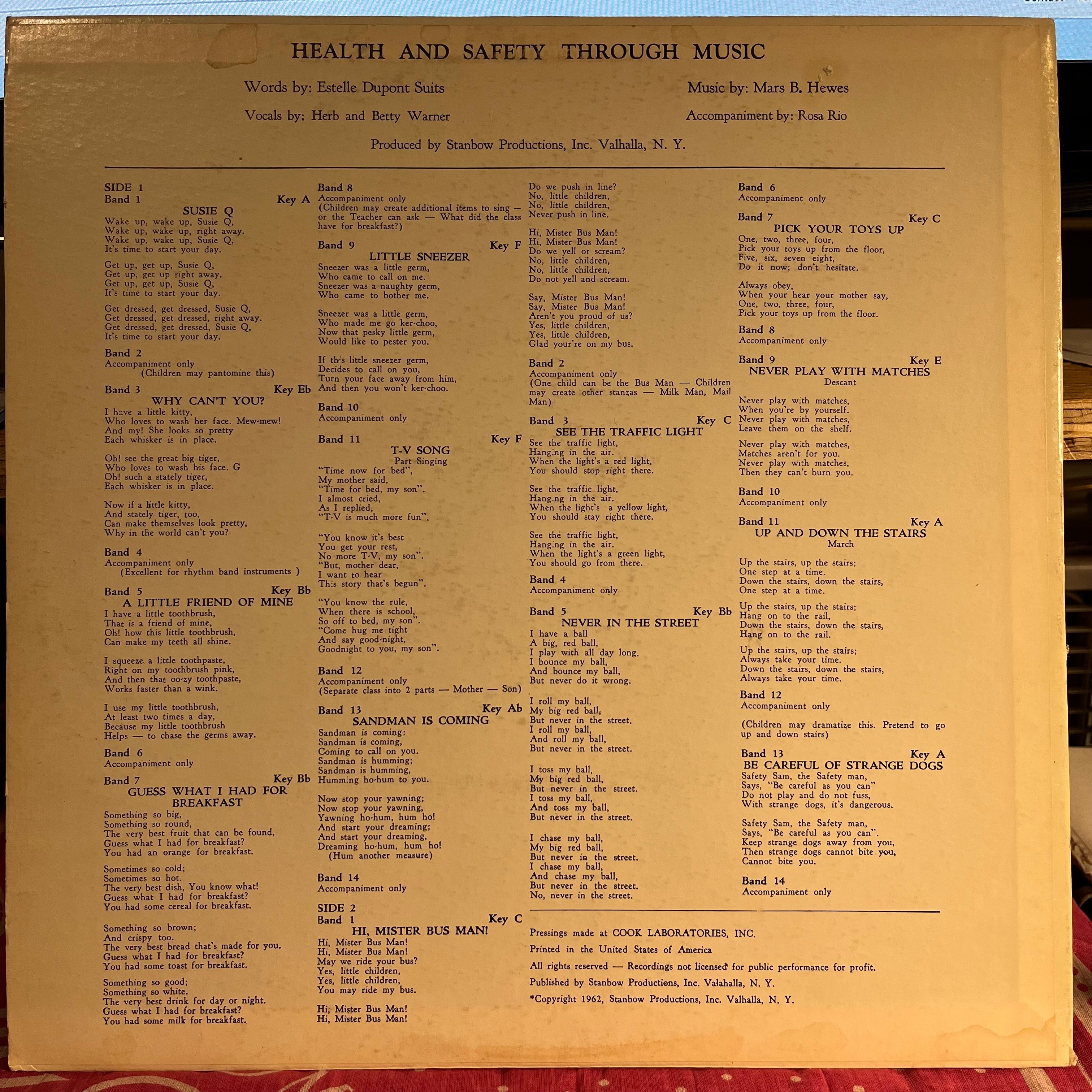 Health & Safety Through Music | Near Mint (NM) Excellent (EX) Get Vinyl