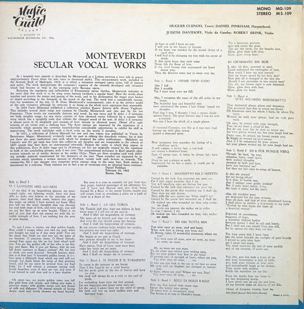 Secular Vocal Works | Very Good Plus (VG+) Near Mint (NM) Get Vinyls