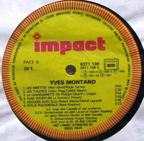 Yves Montand *FRANCE* | Excellent (EX) Near Mint (NM) Get Vinyls