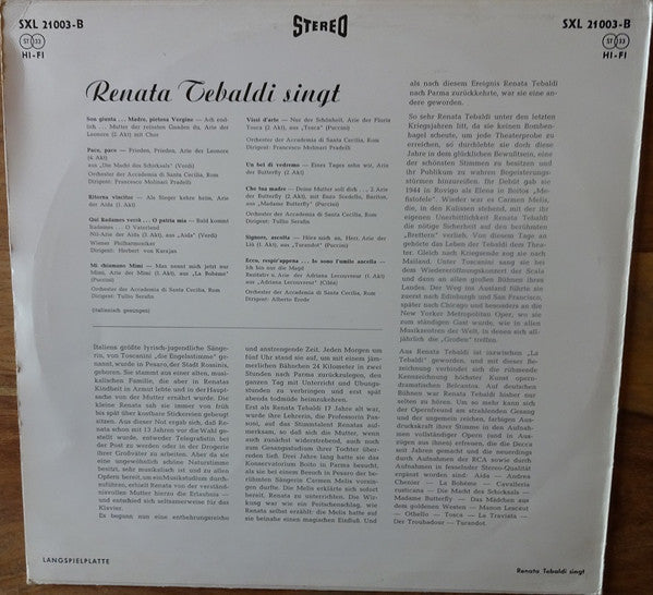Renata Tebaldi Singt | Very Good Plus (VG+) Very Good (VG) Get Vinyls