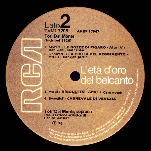 Toti Dal Monte | Near Mint (NM) Very Good Plus (VG+) Get Vinyls