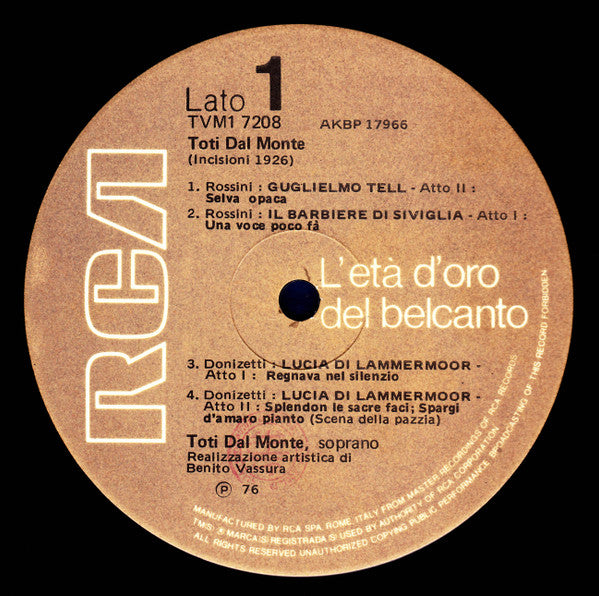 Toti Dal Monte | Near Mint (NM) Very Good Plus (VG+) Get Vinyls